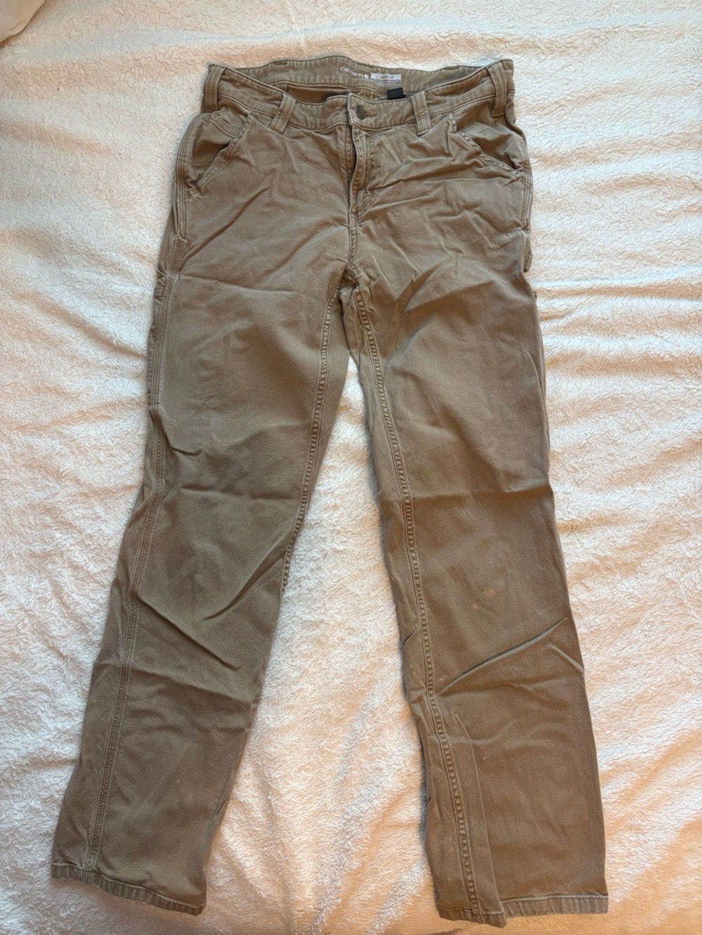 CARHARTT LOOSE FIT WOMENS WORK PANTS SIZE 4 REGULAR KHAKI COLOR